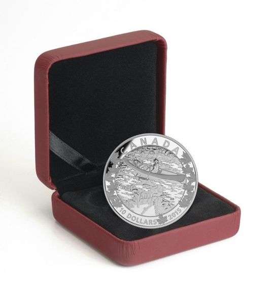 RCM Fine Pure Silver Canoe Across Canada $10 Coin