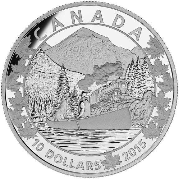 RCM Fine Pure Silver Canoe Across Canada $10 Coin