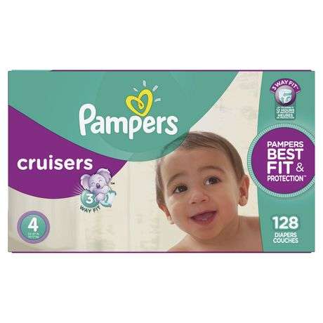 Pampers Cruisers Hypoallergenic Soft Overnight Diapers - Size 4  128 Count