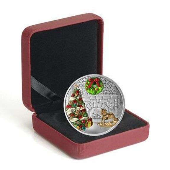 1 oz. Pure Silver Coloured Coin - Murano Holiday Wreath - Mintage: 5,000 (2019)