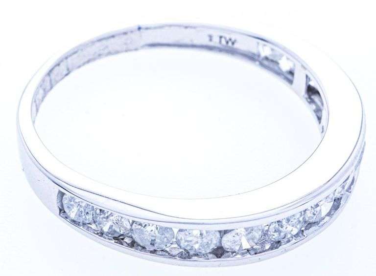 10kt White Gold Diamond Band Ring, 14 Channel Set Diamonds = 1.00ct. Appraisal $2335.00