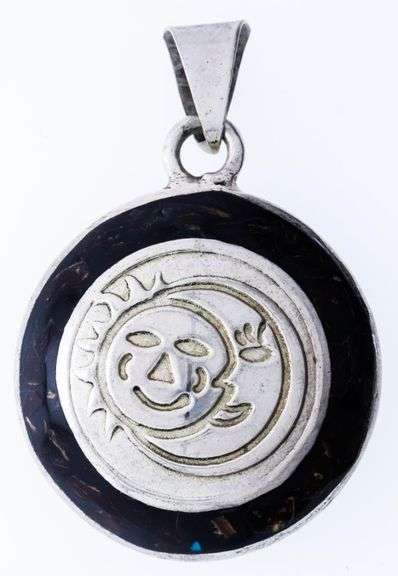 Fancy Sterling Silver Round Medallion -Sun & the Moon