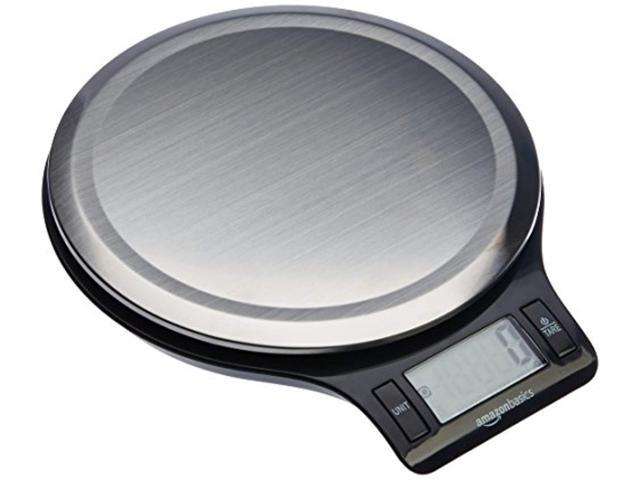 Basics Stainless Steel Digital Kitchen Scale with LCD Display, Batteries Included