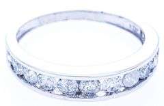 10kt White Gold Diamond Band Ring, 14 Channel Set Diamonds = 1.00ct. Appraisal $2335.00
