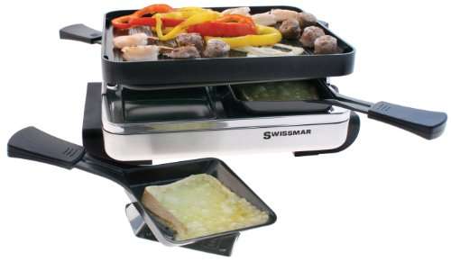Swissmar KF-77480 4 Person Raclette with Reversible Grill/Griddle Plate, Black