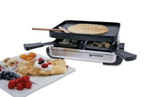 Swissmar KF-77480 4 Person Raclette with Reversible Grill/Griddle Plate, Black