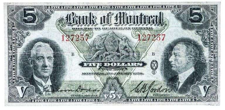Bank of Montreal 1939 $5