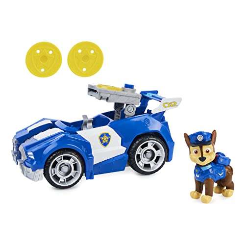 Paw Patrol  Chase’s Deluxe Movie Transforming Toy Car with Collectible Action Figure  Kids Toys for Ages 3 and up