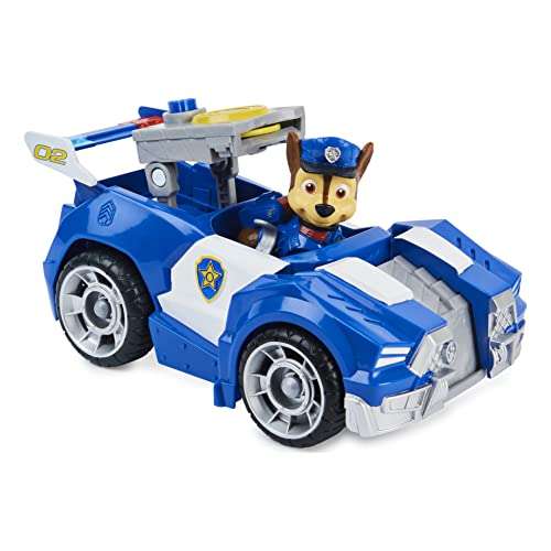 Paw Patrol  Chase’s Deluxe Movie Transforming Toy Car with Collectible Action Figure  Kids Toys for Ages 3 and up