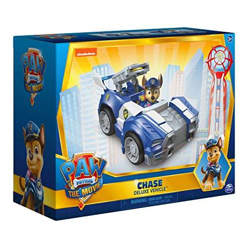 Paw Patrol  Chase’s Deluxe Movie Transforming Toy Car with Collectible Action Figure  Kids Toys for Ages 3 and up