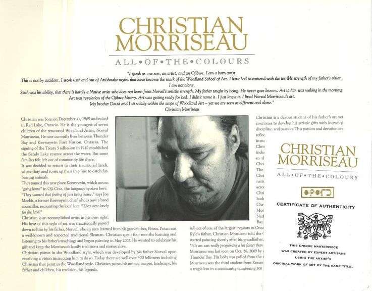 Christian Morriseau (1969-2022) - All Of The Colors Collection - "Seven Fallen Feathers", Limited Edition Giclee - Plate Signature in Cree Syllabics, 11x14" Unframed, COA Included.