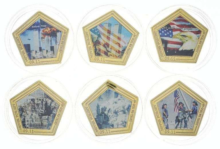 USA 911 - 6pc Collection of 24kt Gold Leaf Medallions