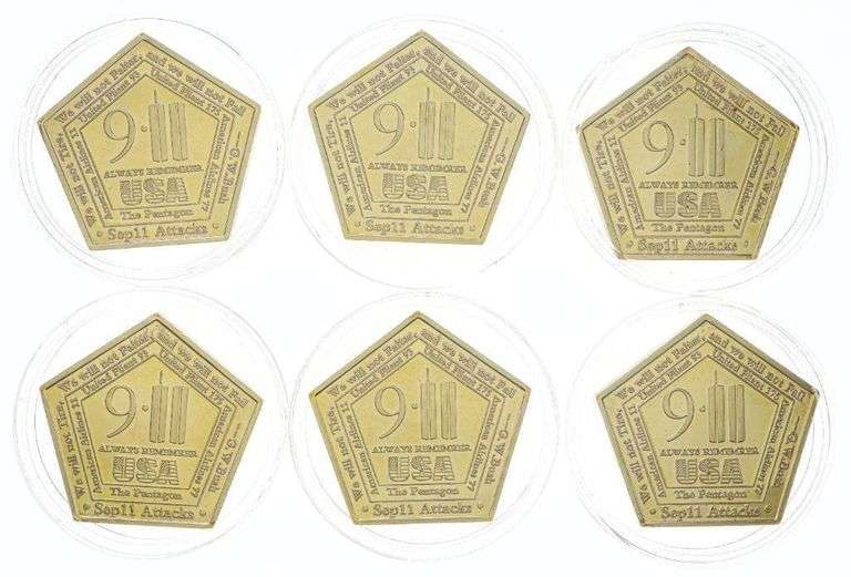 USA 911 - 6pc Collection of 24kt Gold Leaf Medallions
