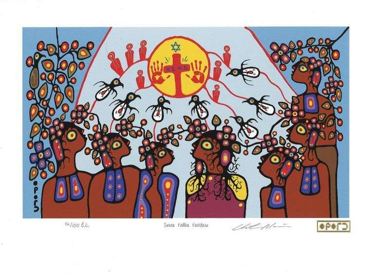 Christian Morriseau (1969-2022) - All Of The Colors Collection - "Seven Fallen Feathers", Limited Edition Giclee - Plate Signature in Cree Syllabics, 11x14" Unframed, COA Included.