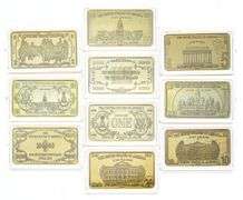 7 pc Collection USA Gold Replica Bars -Gold Clad