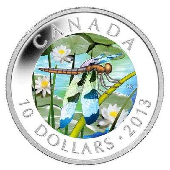 RCM 2013 Fine Pure Silver $10 coin Twelve Spotted Skimmer