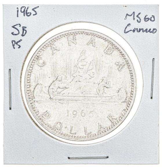 Canada 1965 Silver Dollar 5B P5 MS60 (Cameo)