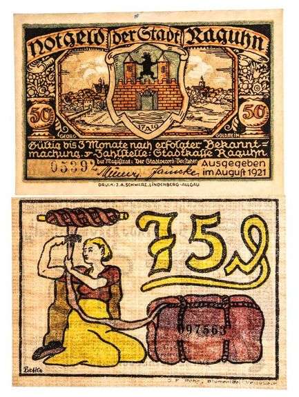 Lot 2 German /Austria "NOTGELD" Emergency Money, Artistic Notes. UNC