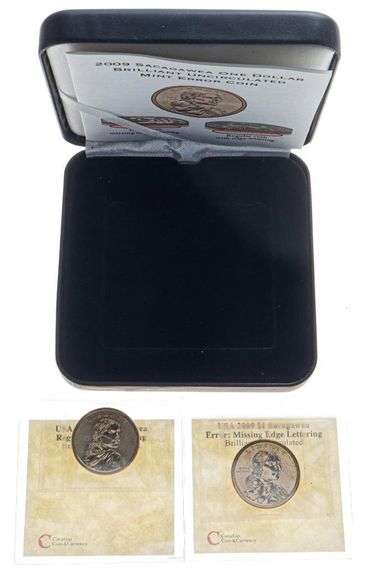 2009 Sacagawea Mint Error BU $1 Coin Missing Edge letterung,Plus Comparison with Edge lettering Coin