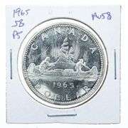 Canada 1965 Silver Dollar Coin AU58
