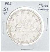 Canada 1965 Silver Dollar 5B P5 MS60 (Cameo)