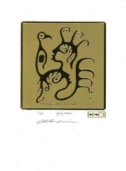 Christian Morriseau (1969) - All Of The Colors Collection - "Ojibway Brothers ", Limited Edition ( Gold) Giclee - Plate Signature in Cree Syllabics, 9x11" Unframed, COA Included.