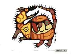 Norval Morrisseau (1931-2007) Art Folio No. 10 - 4 images, 11 x14" Giclees, Plate Signatures, Matched Numbered Set - /50 "A Shaman's Vision" - Medicine Bear,Merman, Ruler of Water,Scared Buffalo, Mishipishiw.