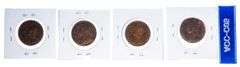 Lot 4 Canada Large One Cent Coins - (1917, 1918, 1919, 1920)