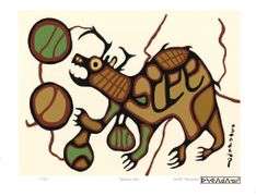 Norval Morrisseau (1931-2007) Art Folio No. 10 - 4 images, 11 x14" Giclees, Plate Signatures, Matched Numbered Set - /50 "A Shaman's Vision" - Medicine Bear,Merman, Ruler of Water,Scared Buffalo, Mishipishiw.