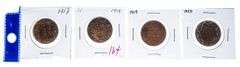 Lot 4 Canada Large One Cent Coins - (1917, 1918, 1919, 1920)