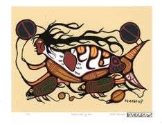 Norval Morrisseau (1931-2007) Art Folio No. 10 - 4 images, 11 x14" Giclees, Plate Signatures, Matched Numbered Set - /50 "A Shaman's Vision" - Medicine Bear,Merman, Ruler of Water,Scared Buffalo, Mishipishiw.