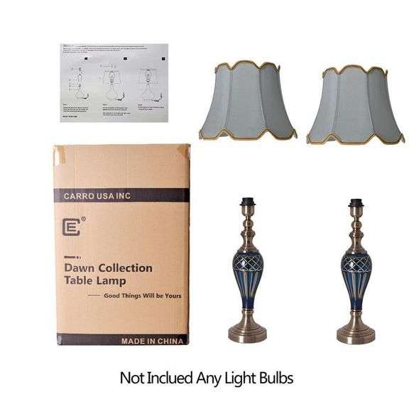 Carro Home Petunia 14" 1-light Glass Table Lamp in Blue/Light Green (Set of 2)