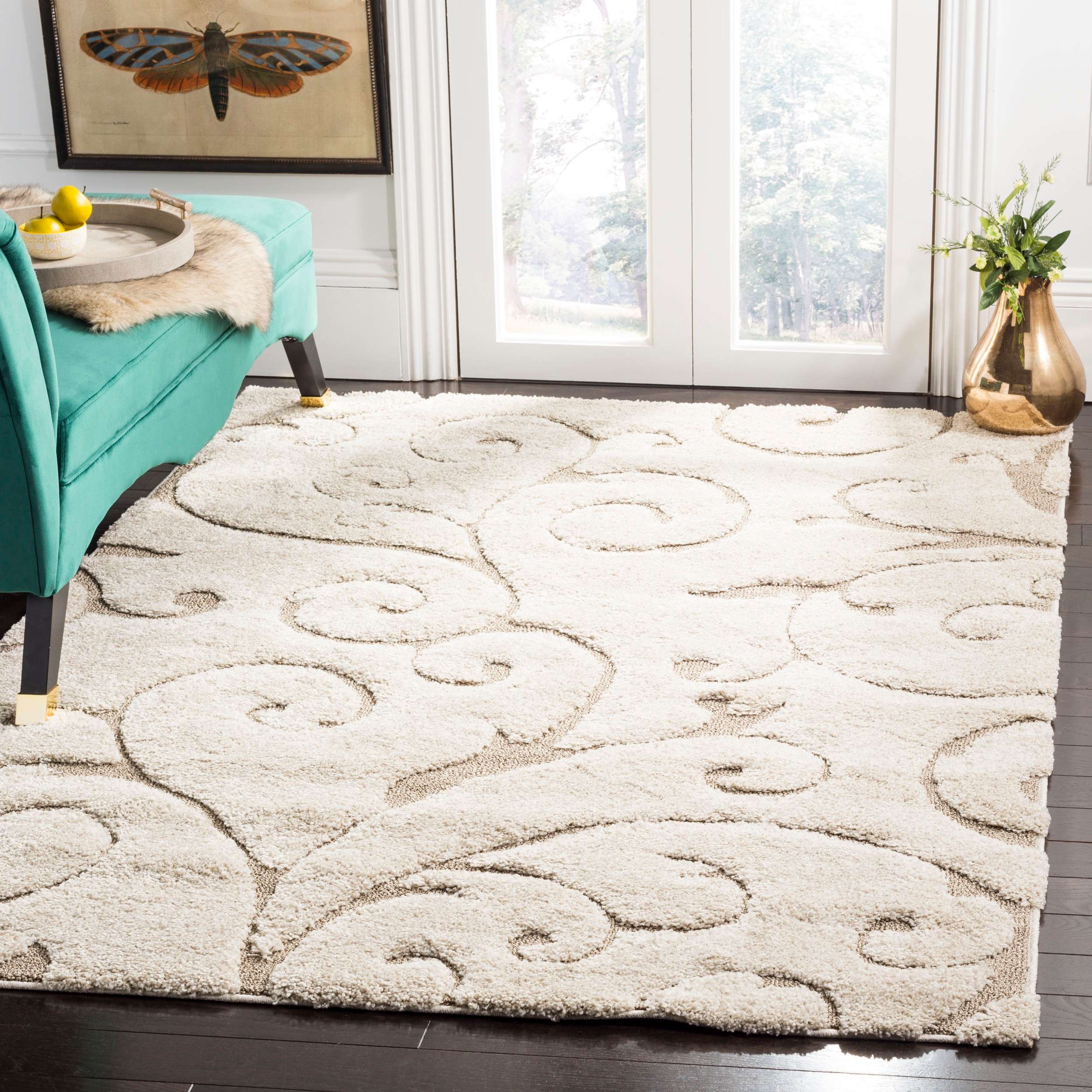 SAFAVIEH Florida Shag Shahin Scroll 1.2-inch Thick Textured Rug