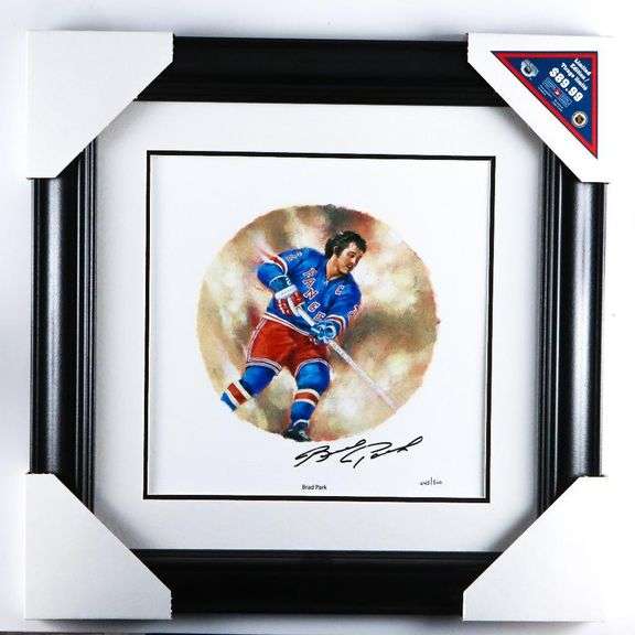 Canada Post Release - NHL All Stars - Brad Park Limited Edition Canvas Litho, Hand Signed Gallery Frame Approx. 20x 20" w/ Special Issue Stamp COA by C.P.