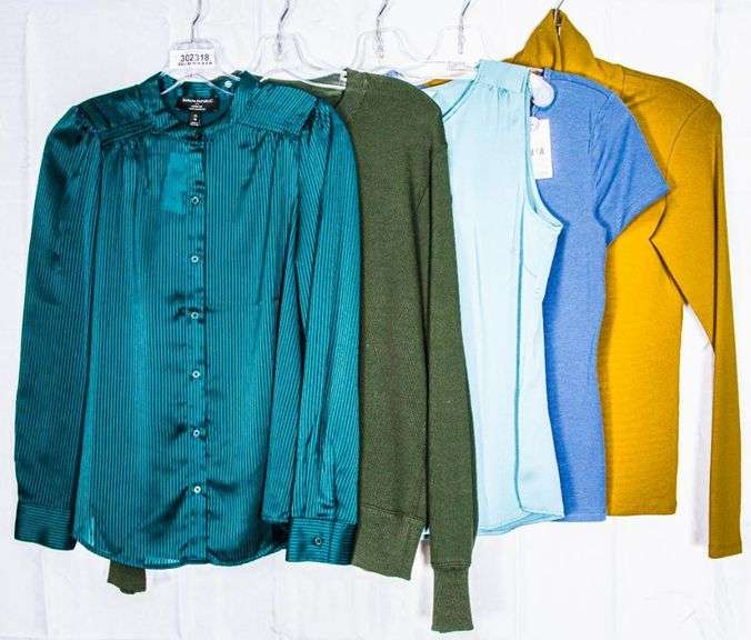 Grouping of 5 L-Size XS Blouses,Shirts, Tops - Banna Republic, Geroge, UNI, H & M etc. Wardrobe Stock Assets Still Tagged