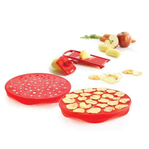 Brand New Item - Mastrad Masterchips Kit Microwavable Chip-Maker, Dark Red