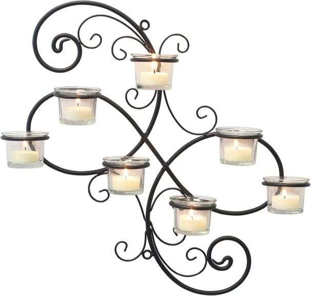 Open Box - Briarwood Br-Cn-5387A Transitional Scrolled Ivy Tea Light Candle Holder Hanging Wall Sconce, Black