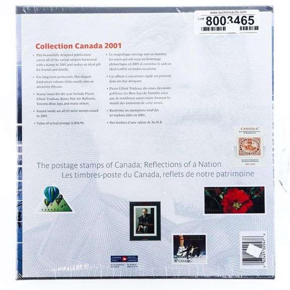 Collection Canada 2001, Over $36.00 Mint Postage, 65 Stamps, Sealed Album