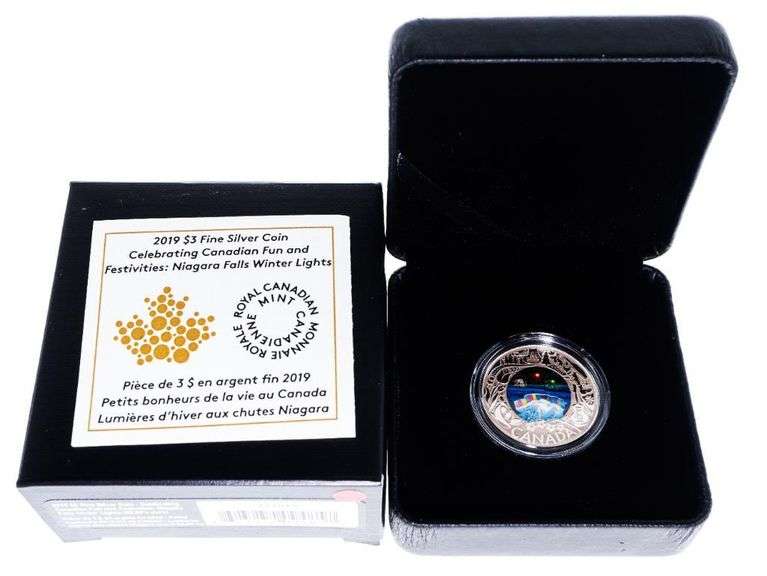 2019 $3 Celebrating Canadian Fun and Festivities: Niagara Falls Winter Lights - Pure Silver Coin1
