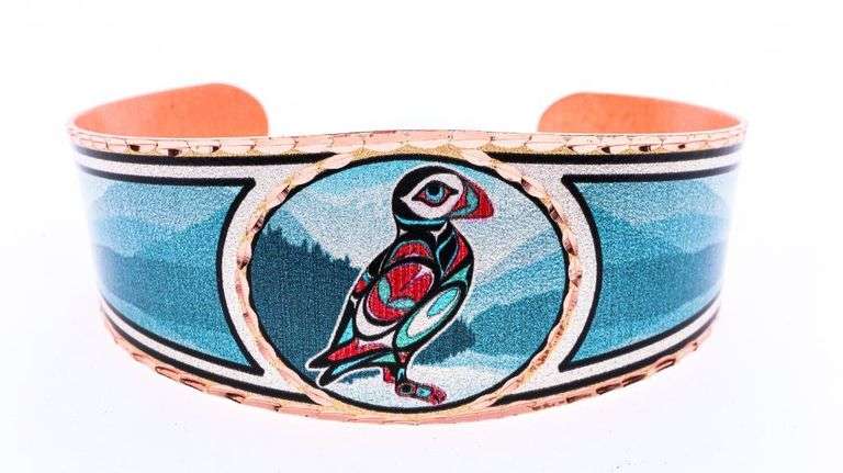 Artist's Design Copper Cuff Bracelet  Bird