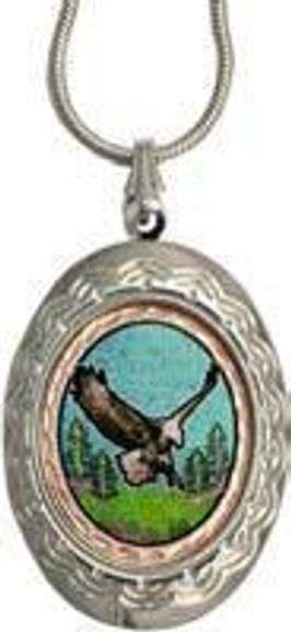 Lynn Bean Colourful Oval 1.5" Locket - Eagle 20" Chain