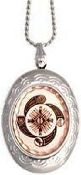 Copper Reflections Oval 1.5" Locket - Native Design 20" Chain