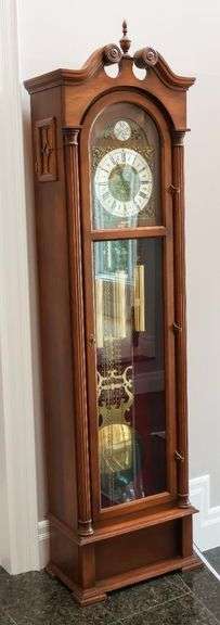 HENTSCHELS" Triple Chime Grandfather Clock -Medium Oak