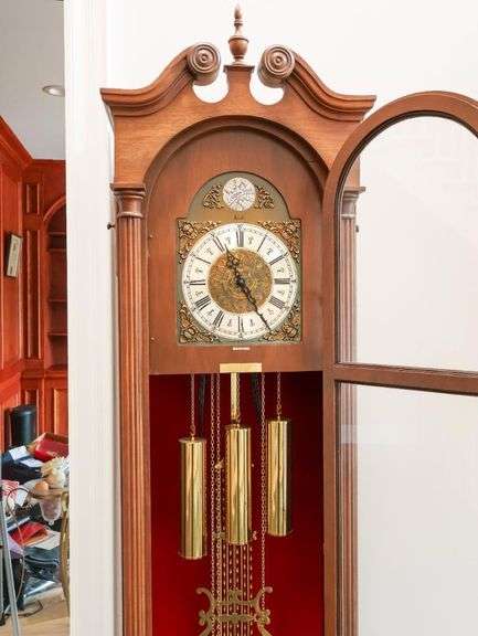 HENTSCHELS" Triple Chime Grandfather Clock -Medium Oak