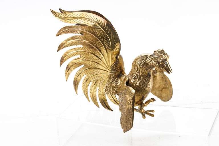 Vintage Brass Fighting Rooster