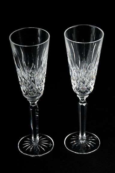 Pair of Waterford Crystal Lismore Champagne Flutes