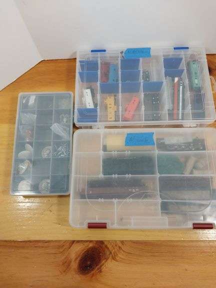 Two Storage Boxes with N Scale Train Parts and One Small Box of ...