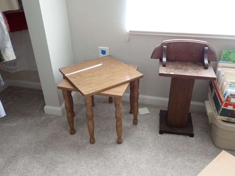 Cleanout these 2 side tables, plant stand & wall shelf
