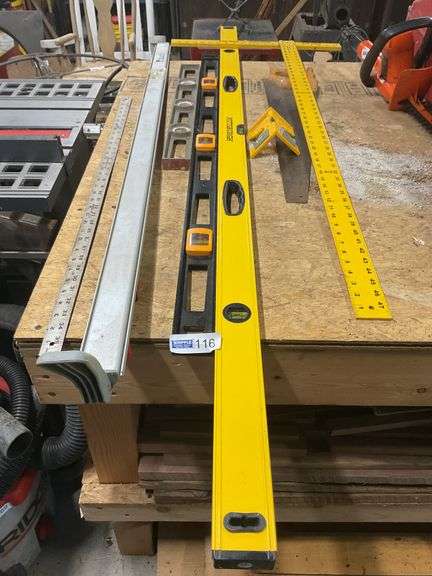 6' Level, 4' Level, 3' Level, T-Square, Edge Guide, Saw