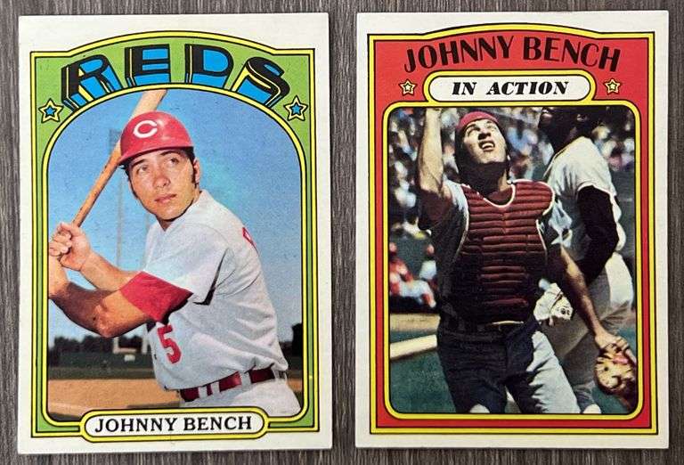(2) 1972 Topps Johnny Bench Baseball Cards